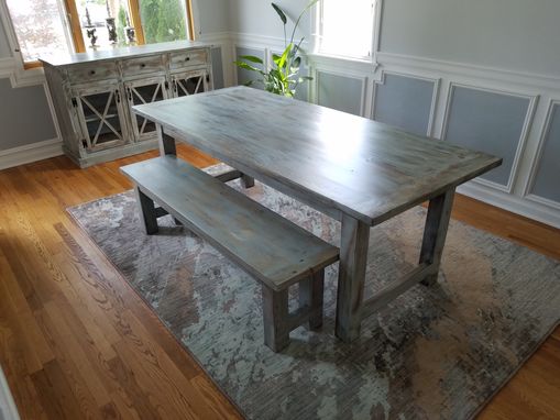 Custom Made Farmhouse Table, Distressed Finish