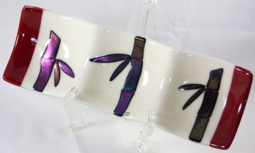 Custom Made Fused Glass Dish With Bamboo Design