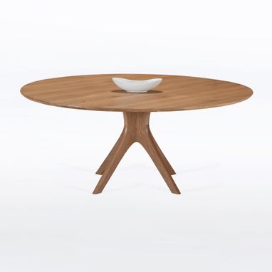 Custom Made Round Midcentury Dining Table In White Oak "Kapok Table"