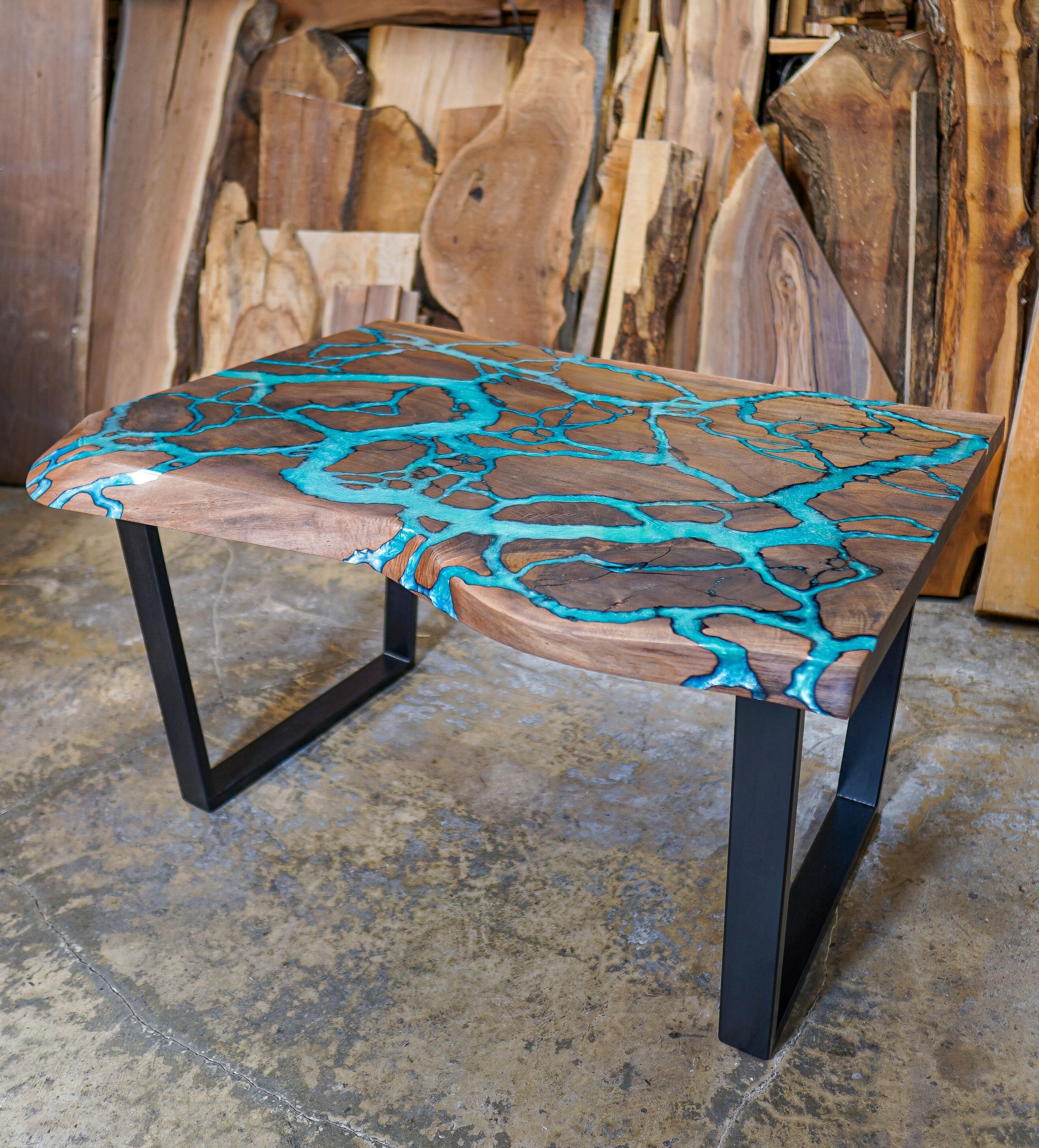 Handmade Fractal River Dining Table, How To Make A Live Edge River Dining Table