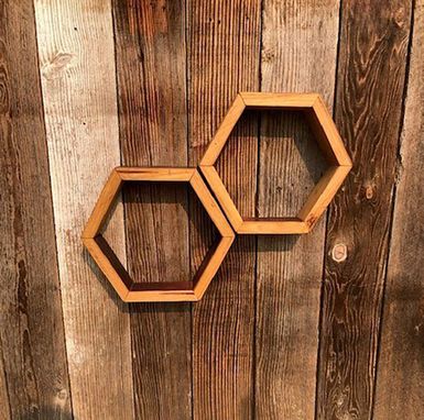 Custom Made Wine Barrel Honeycomb Floating Shelves , Hexagon Shelves