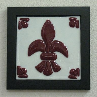 Custom Made Fleur De Lis Fused Glass Trivet