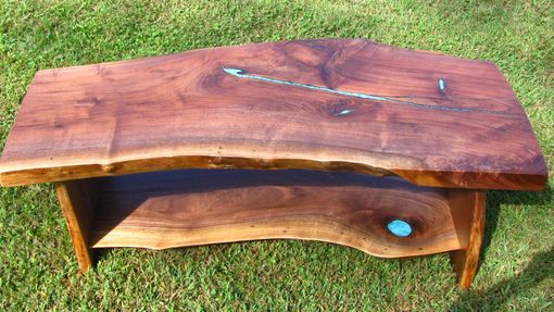 Custom Made Walnut Coffee Table With Lower Shelf