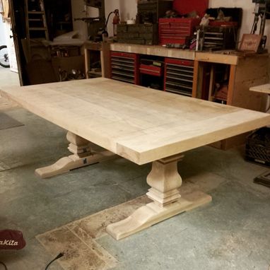 Custom Made 10ft Farmhouse Style Table W/ Extensions And Sculpted Base