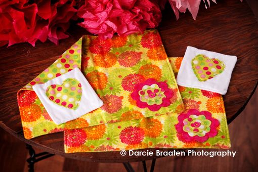 Custom Made Soft Flannel Placemats And Table Napkins "Raspberry Truffle''