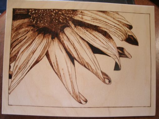 Custom Made Sunflower Pyrography Woodburn