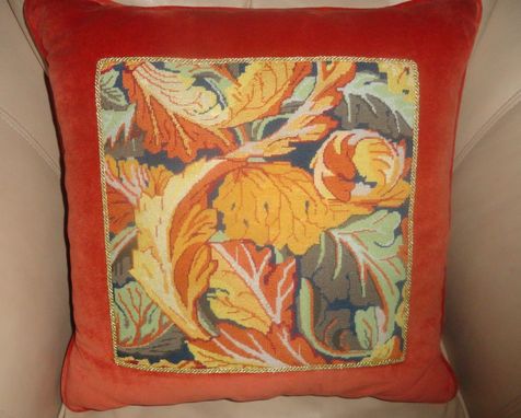 Custom Made Abstract Orange Needlepoint Pillow
