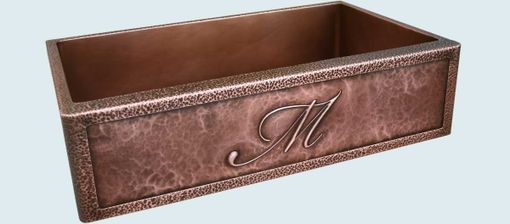 Custom Made Copper Sink With Planished Apron & Repousse "M"