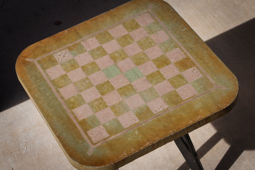 Custom Made Concrete Distressed Look Chess Table