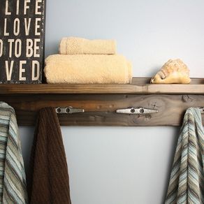 Bath Shelf With Boat Cleat Towel Hooks Bath Shelf With Boat Cleat Towel Hooks