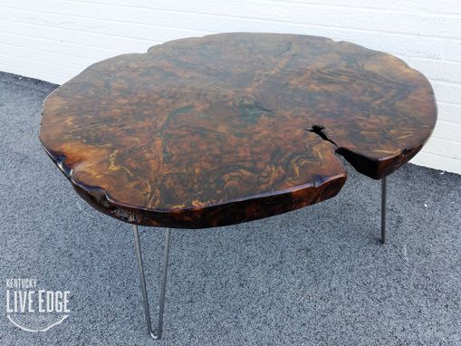 Custom Made Large Live Edge Coffee Table- Round- Walnut- Burl- Big Coffee Table- Circular- Dark Wood