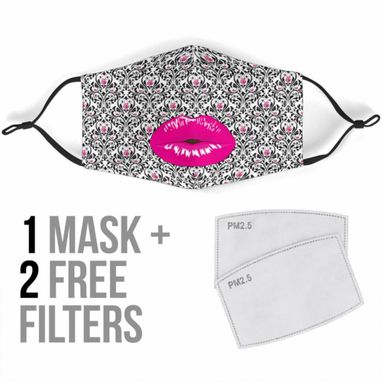 Custom Made Adult/Child Funny Lips Face Mask With 2 Free Filters Adjustible Straps Washable Reusable
