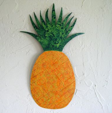 Custom Made Handmade Upcycled Metal Pineapple Wall Art Sculpture