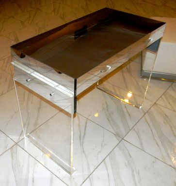 Custom Made The Lucite Desk; 2 Drawer - Vanity ; Clear, Mirrored, White, Many Colors Options Available