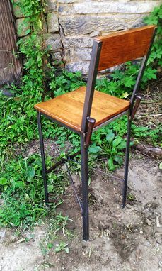 Custom Made Urban Style Reclaimed Wood Bar Stools With Industrial Metal Legs And Railroad Spikes