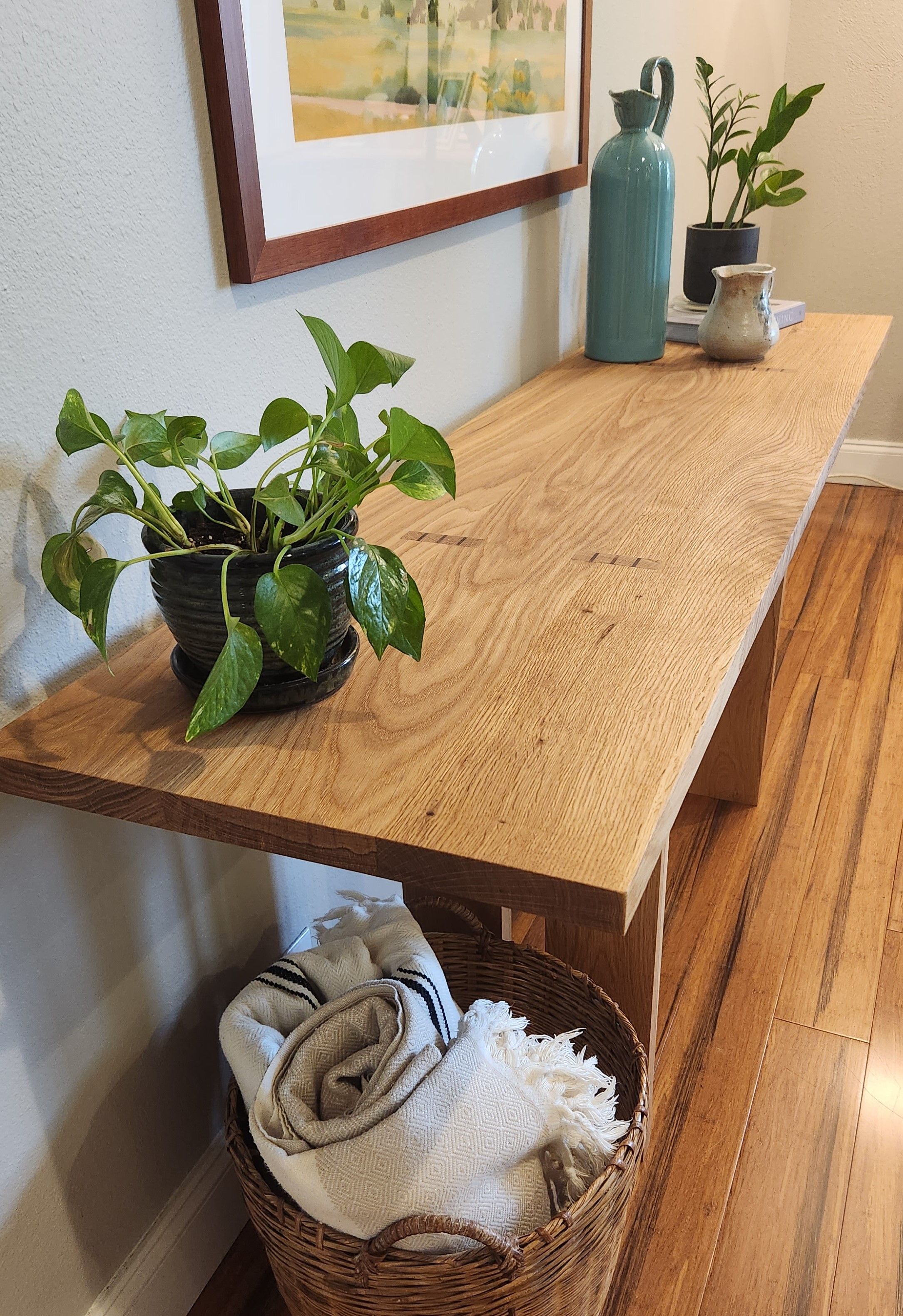 Buy Hand Crafted Solid White Oak HandMade Custom Console Table, made