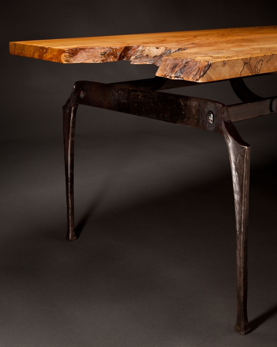 Hand Made Steel And Spalted Maple Coffee Table by Rising Sun