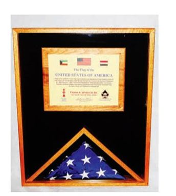 Custom Made Large Military Memorial Flag, Medal Display Case
