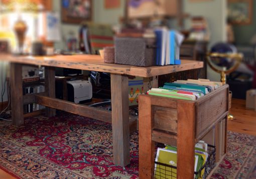 Custom Made Rustic Wood Office Desk And File Storage