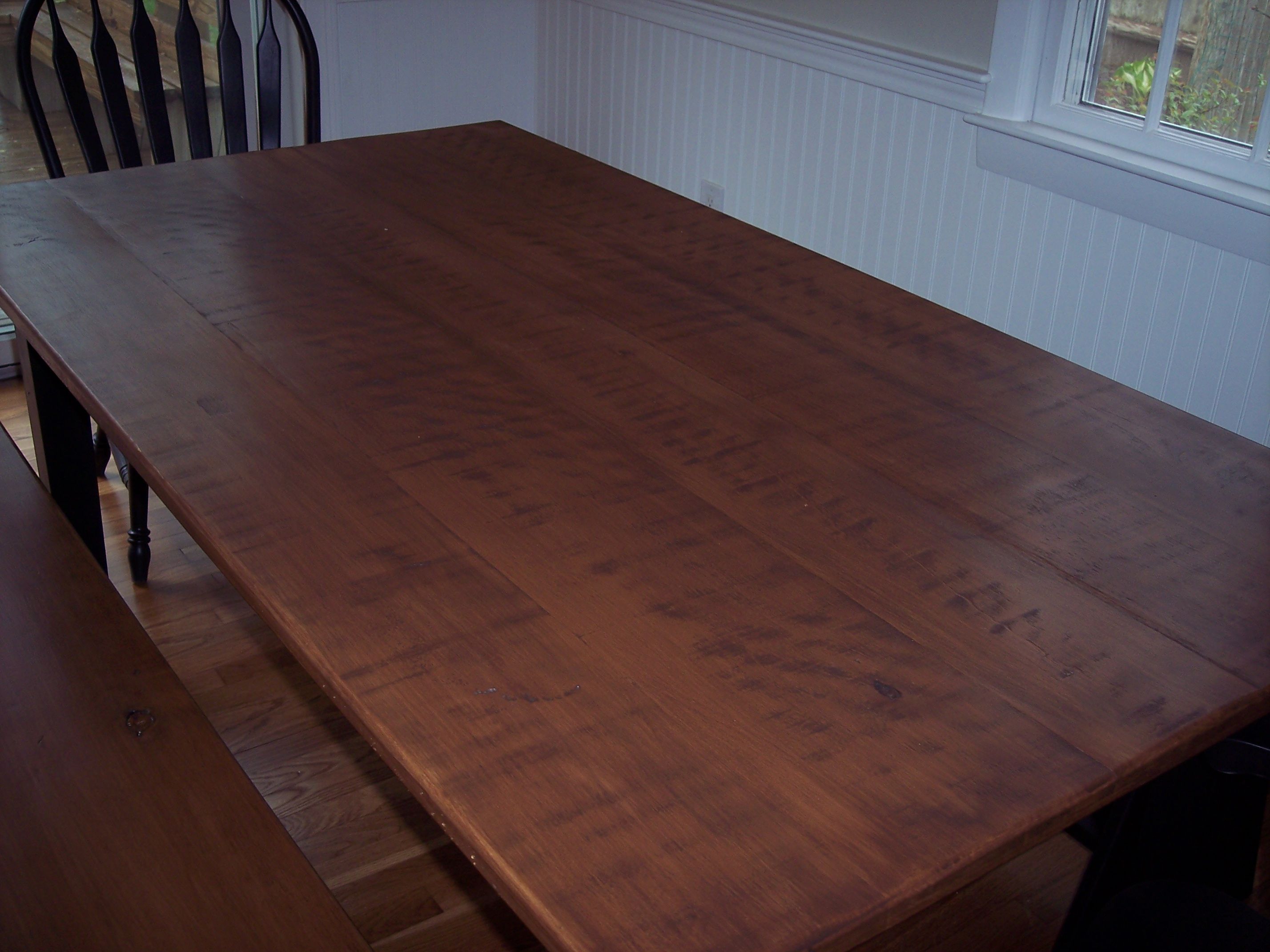 Hand Crafted Shaker Farm Table With Solid Maple Top W/ Maple Matching Bench by David S Edgerly