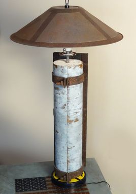 Custom Made Handmade Lamp Featuring Railroad Marker Sign Vintage