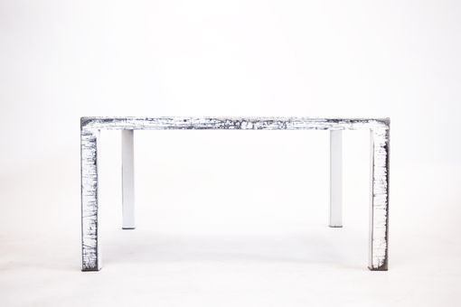 Custom Made Steel Arctic White Distressed Coffee Table