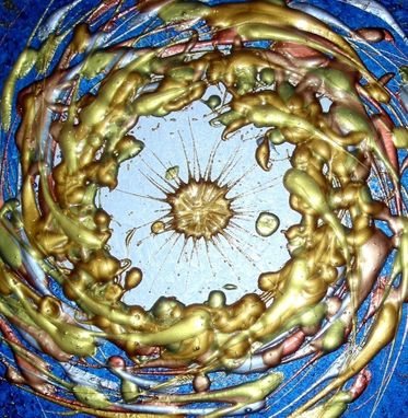 Custom Made Original Abstract Blue Gold Metallic Painting By Lafferty - 24 X 54 - One Day Sale Sale 22% Off