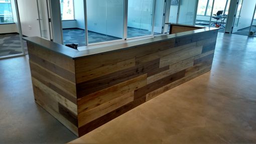 Hand Made Contemporary Reclaimed Wood And Steel Reception 