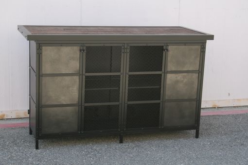 Custom Made Industrial Bar, Wet Bar, Modern Industrial Style, Reclaimed Wood Liquor Cabinet.