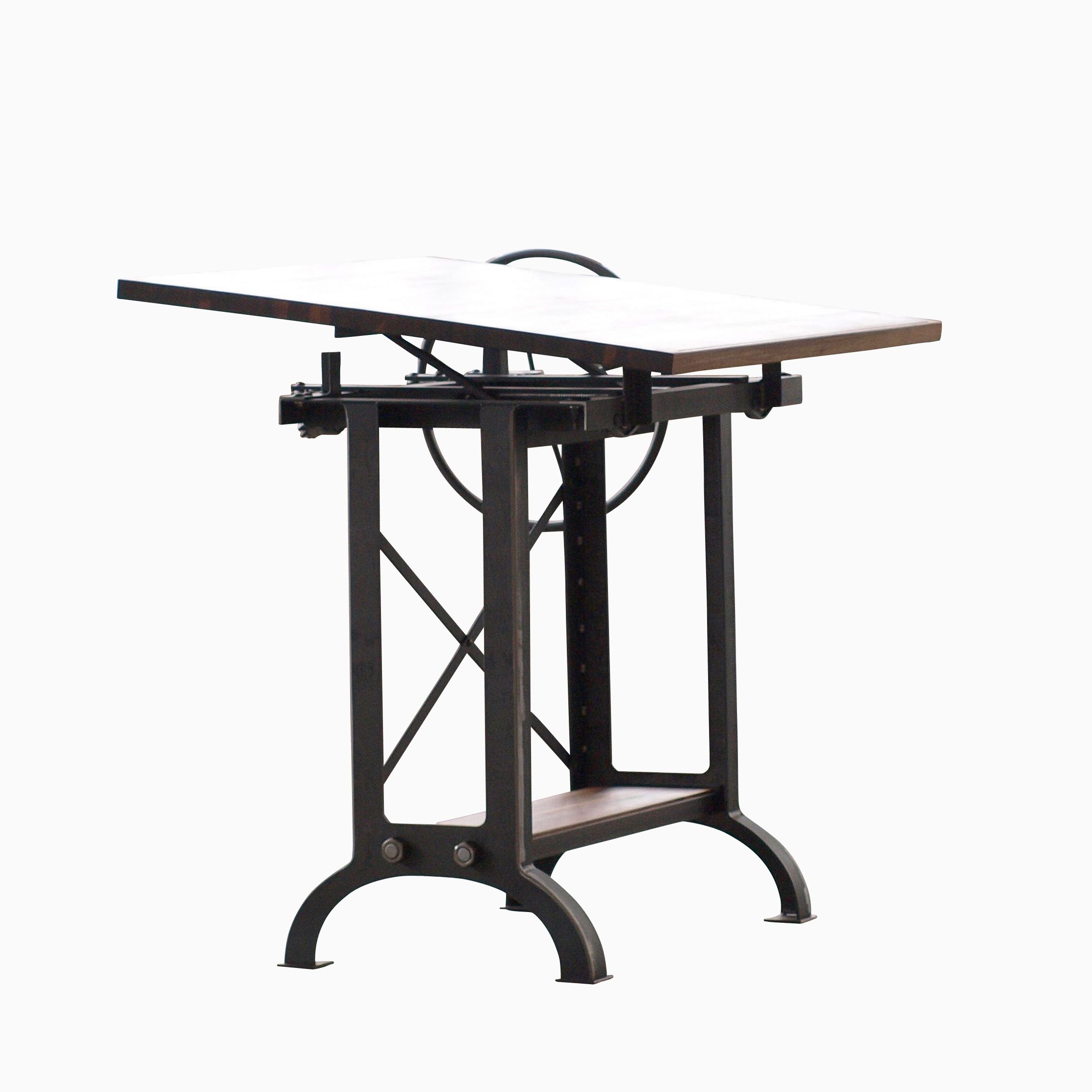 Hand Made Large Walnut Industrial Drafting Table Desk by