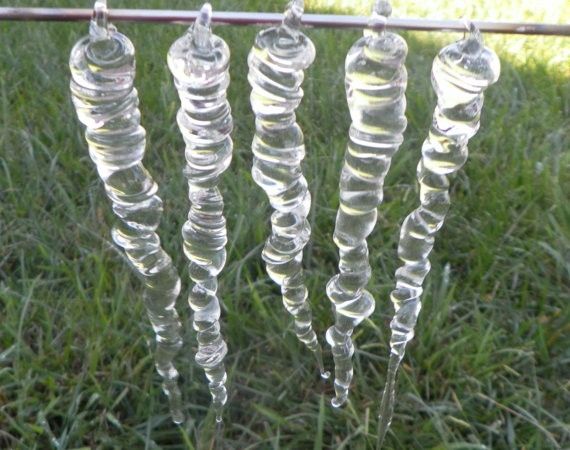 Icicle-Shaped Glass Holiday Ornaments.