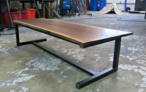 Custom Made Walnut And Steel Contemporary Coffee Table
