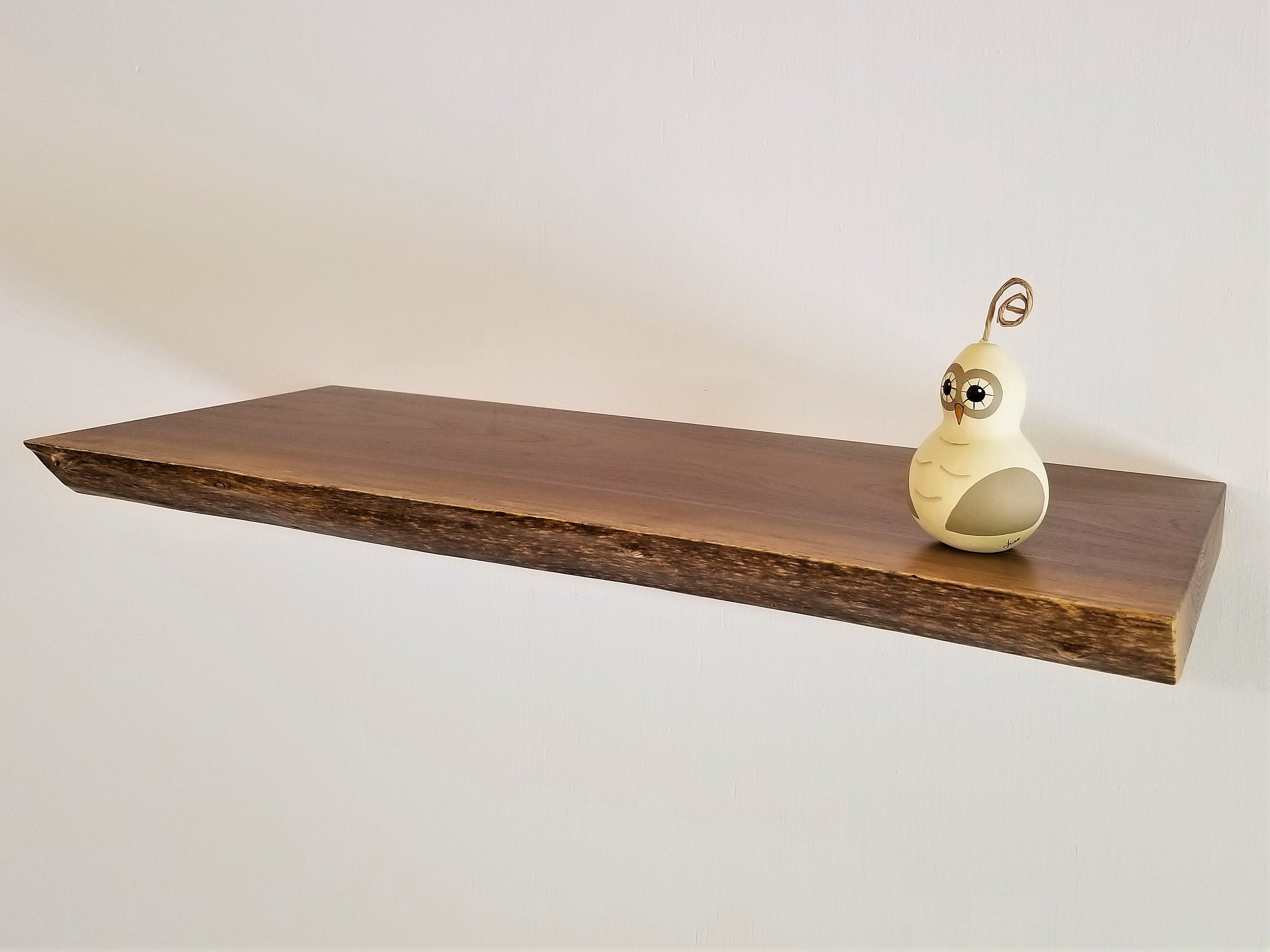 Buy Hand Crafted Black Walnut LiveEdge Floating Shelves, made to order