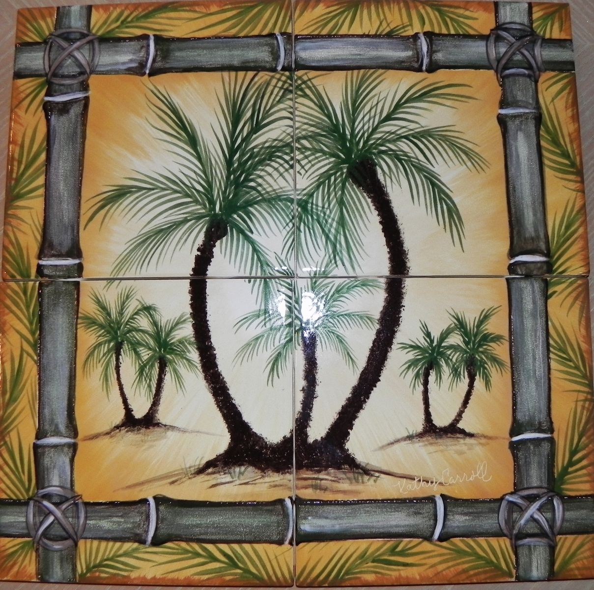 Handmade Palm Tree Tile Murals by Kl Tile Murals