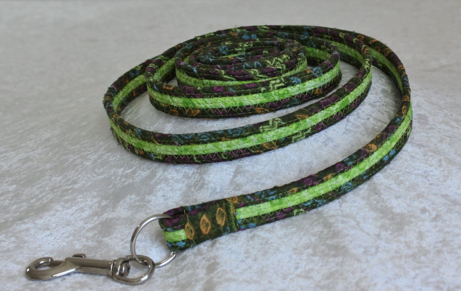 Hand Crafted Dog Leash. Fabric Wrapped Clothesline. Medium To Large Dog