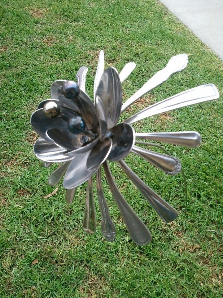 Hand Crafted Metal Spoon Flower Garden Art by JD Fabrications