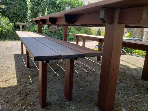 Custom Made Outdoor Dining Table And Benches