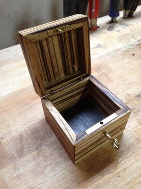 Custom Made Locking Zebrawood Engagement Ring Box With Heart Inlay