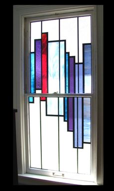 Custom Made Stained Glass In A Double Hung Opening Window