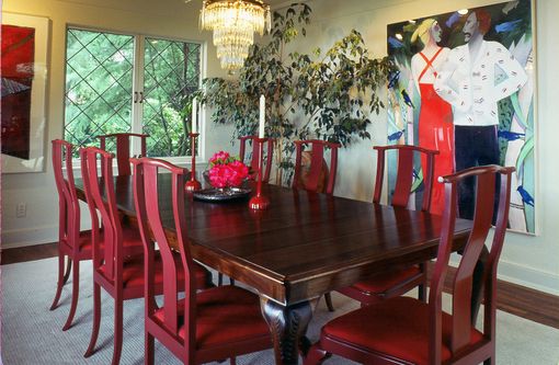 Custom Made Queen Anne Walnut Dining Table And Chairs
