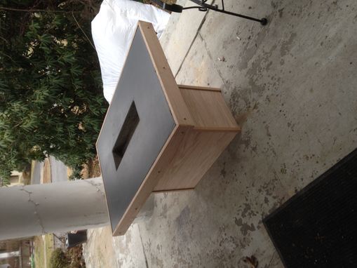Custom Made Concrete Fire Table - Oak
