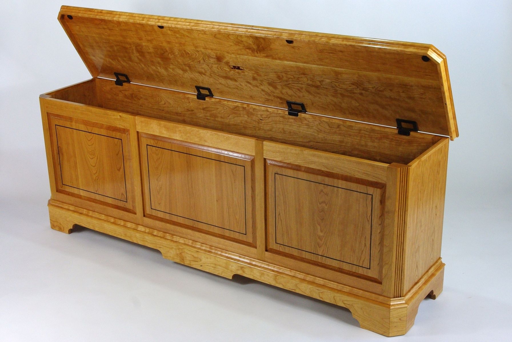 Hand Made Black Cherry Blanket Chest With Ebony Inlay by Rugged Cross Fine Art Woodworking Llc