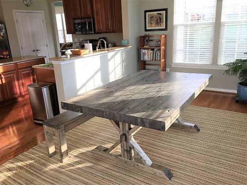 Hand Made Rustic Farmhouse Trestle Farm Butcher Block Style Dining ... Hand Made Rustic Farmhouse Trestle Farm Butcher Block Style Dining ...