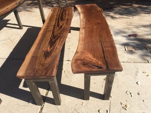 Custom Made Walnut Live Edge Table With Benches 8ft
