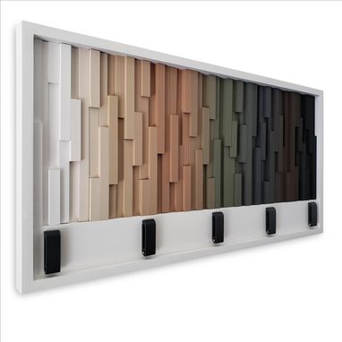 Custom Made Modern Wood Wall Coat Rack With Fold Down Hooks 18x36