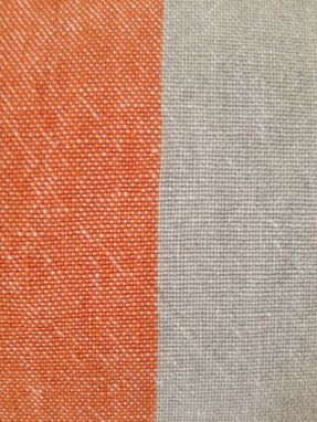 Custom Made Contemporary Art Deco Orange And Tan Linen Pillow Cover