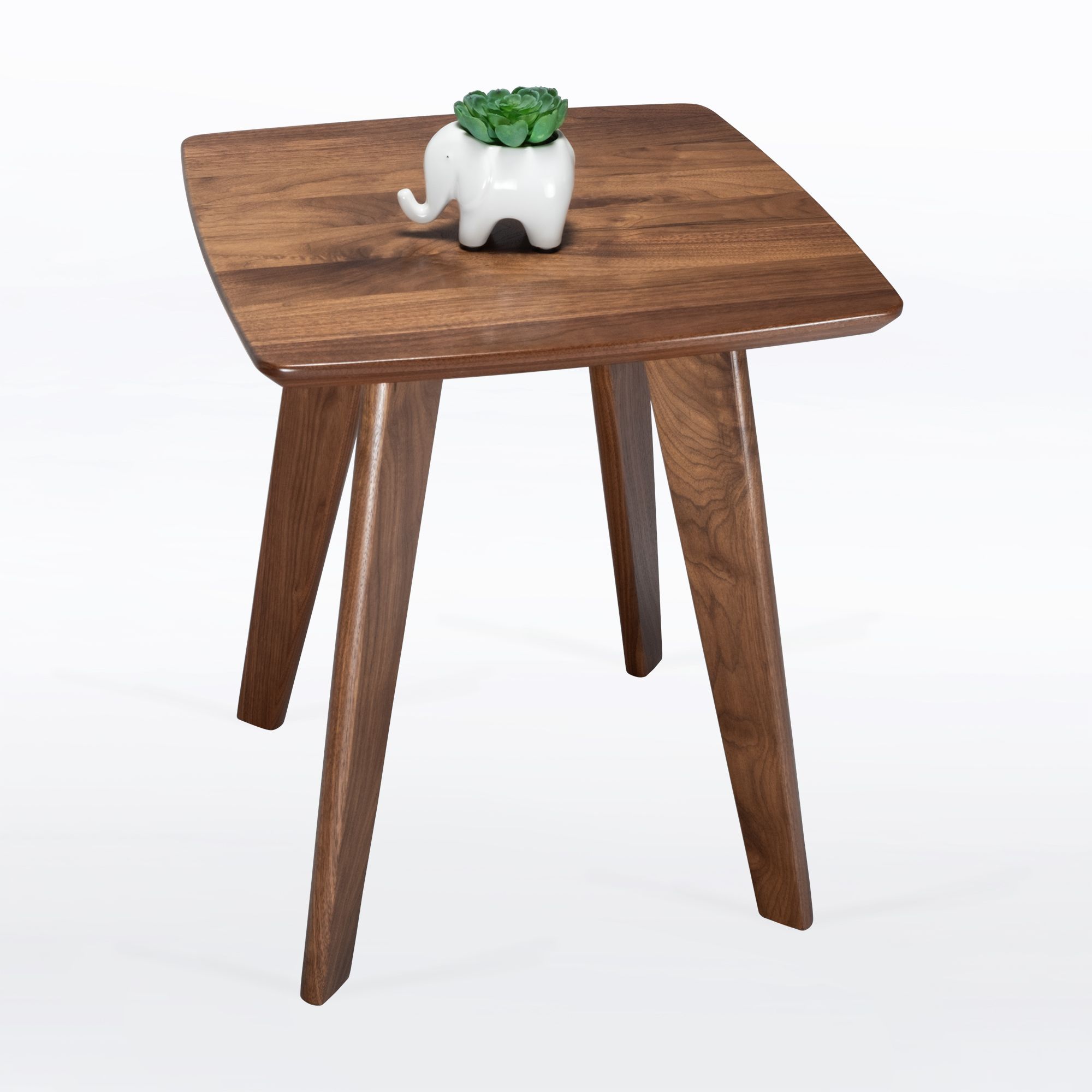 Custom Made Side Table, Midcentury Style, Handmade In Solid Walnut Wood