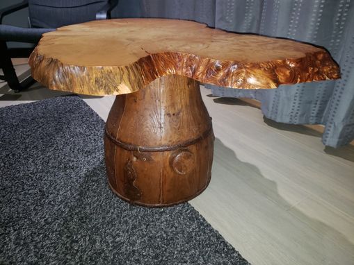 Custom Made Coffee Or End Table- Redwood Cookie Wood Slab