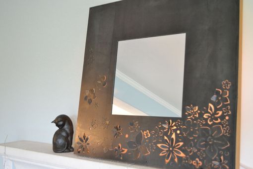 Custom Made Steel Flowers Backlit Mirror
