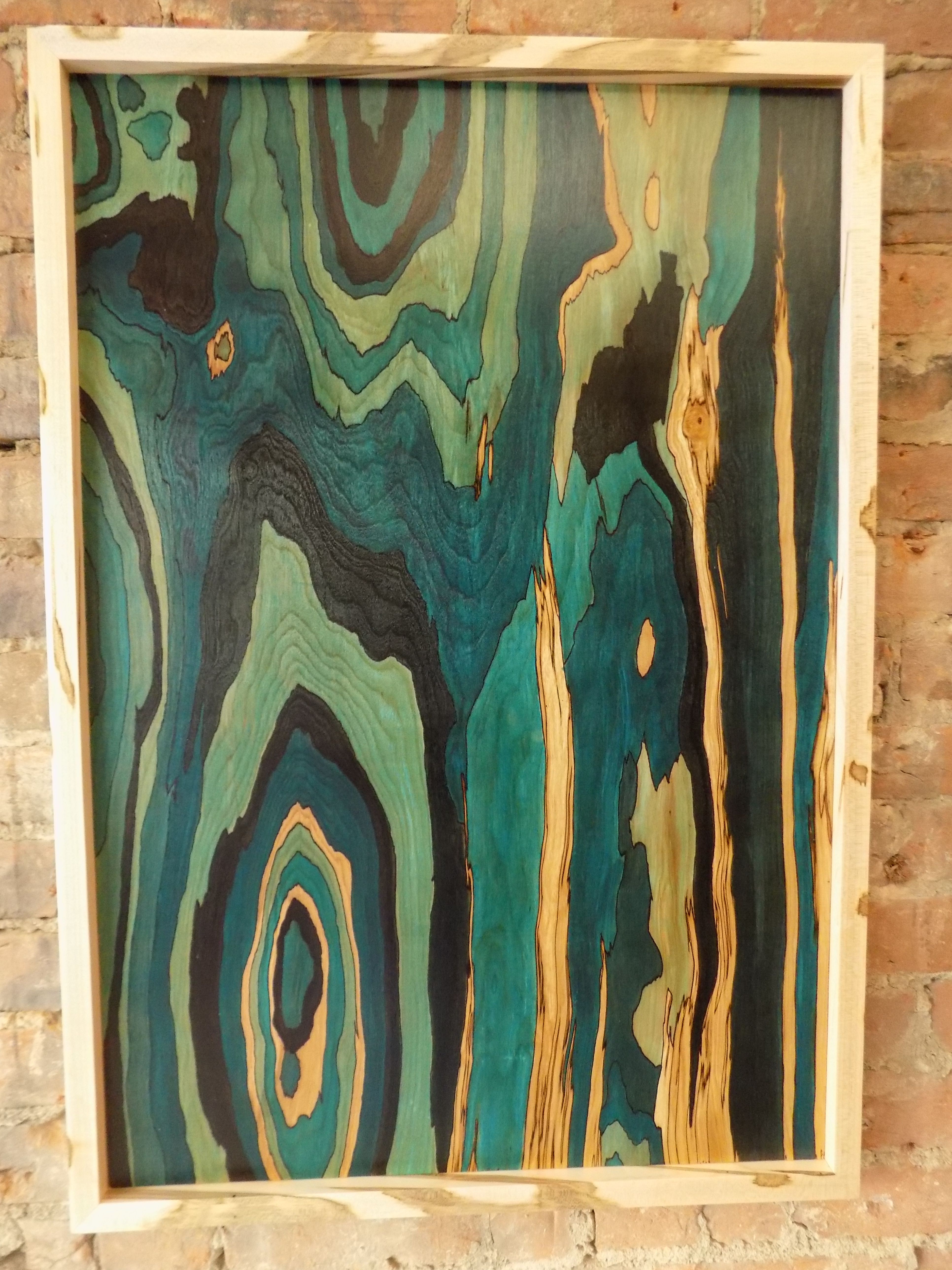 Buy Hand Crafted Wood Dye On Wood Panel With A Wormy Maple Frame